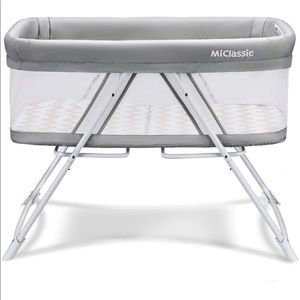 MiClassic All mesh 2in1 Stationary&Rock Bassinet One-Second Fold Travel Crib